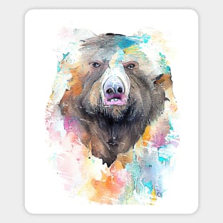 Bear Grizzly Wild Animal Nature Watercolor Art Painting Magnet